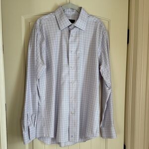 David Donahue lavender checked  luxury Trim Fit no iron shirt.